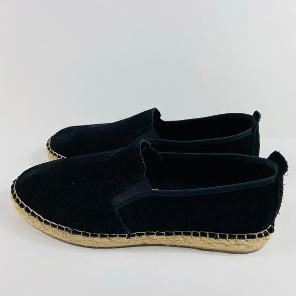 Free People Black Espadrille Suede Leather Slip On Shoes Size US 7.5 - Picture 2 of 9
